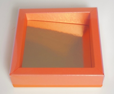 Pralinenschachtel quadratisch, 120 x 120 x 30 mm, orange von sweetART