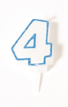 Number Glitter Candle, Blue No. 4 at sweetART