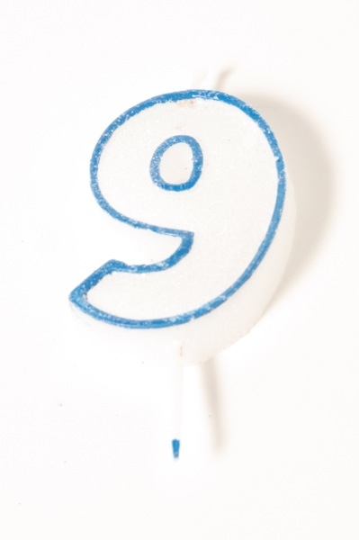 Number Glitter Candle, Blue No. 9 at sweetART