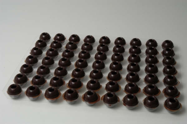 108 mini Truffle hollow shells dark - praline shells at sweetART