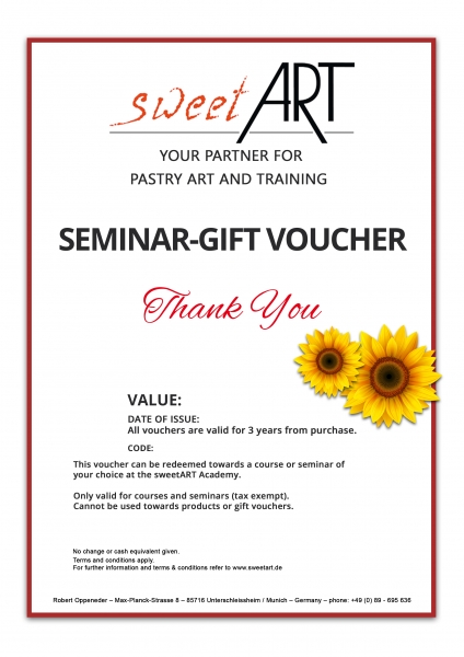 Pastry seminar gift voucher "Thank You" a sweetART -1