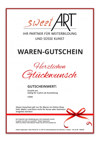 Pastry goods gift vouchers "Congratulations" at sweetART