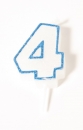 Number Glitter Candle, Blue No. 4