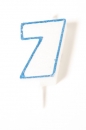 Number Glitter Candle, Blue No. 7