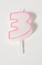 Number Glitter Candle, pink 3