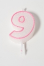 Number Glitter Candle, pink 9